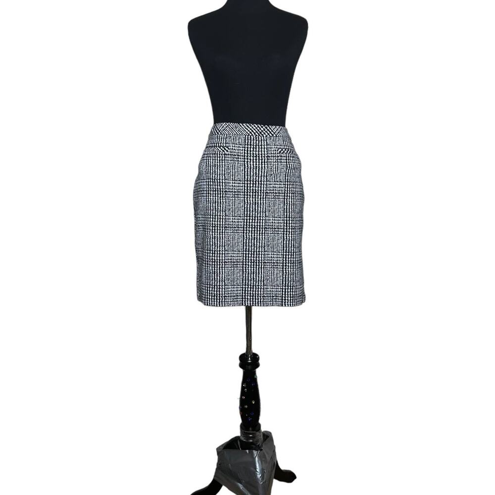 Talbots black white plaid pencil skirt size 6P